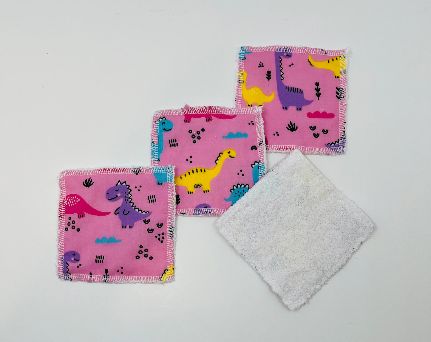 pink dinosaur Reusable Organic Cotton Pads