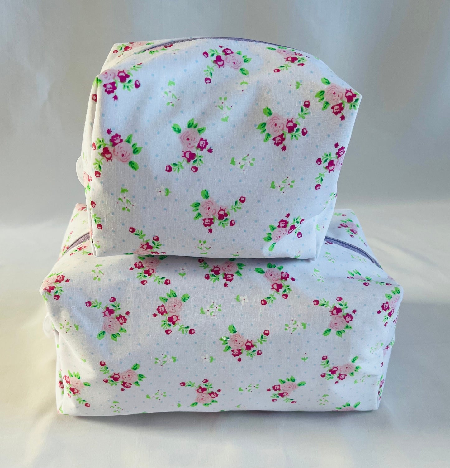 Purple floral Print Make Up and Wash Bag Set