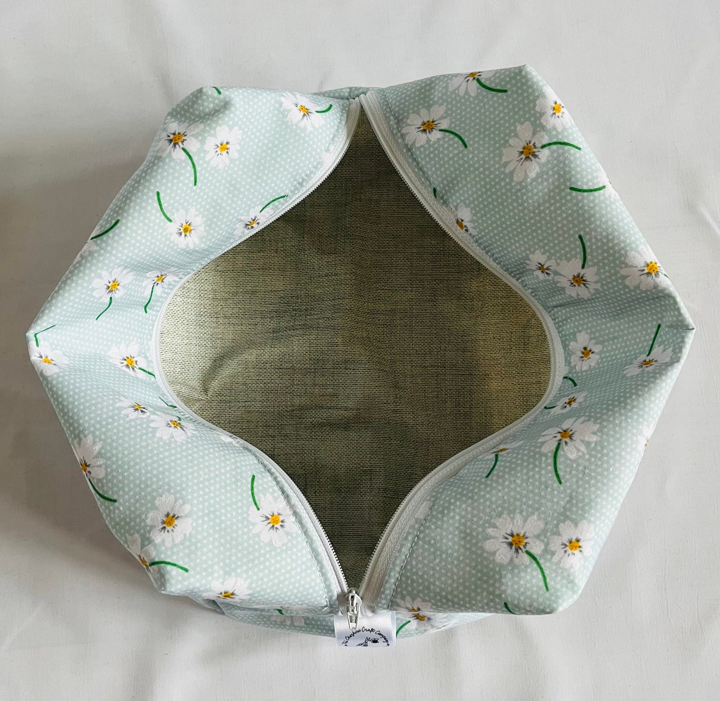 Green Daisy Print Wash Bag