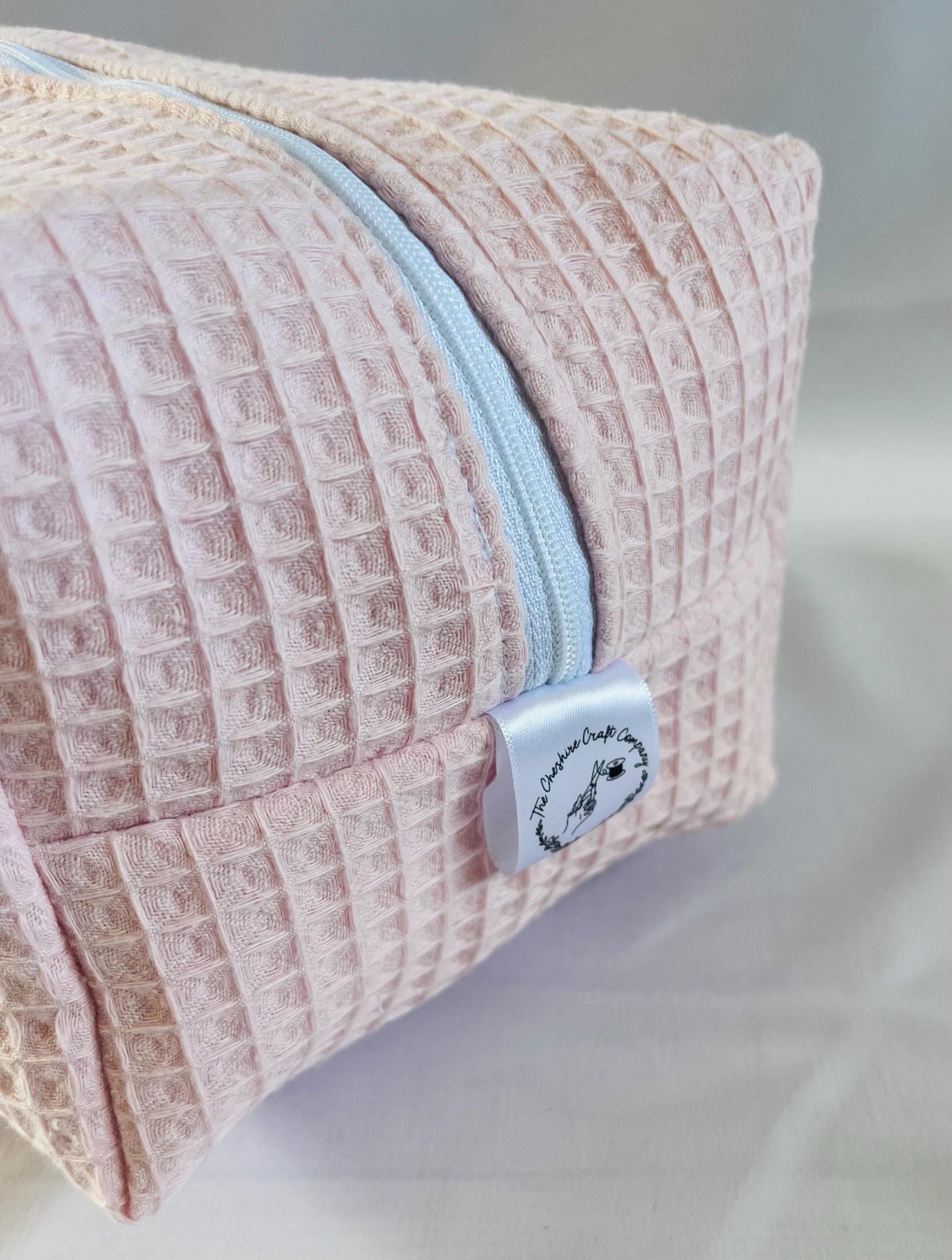 Personalised Wash Bag Pink Waffle