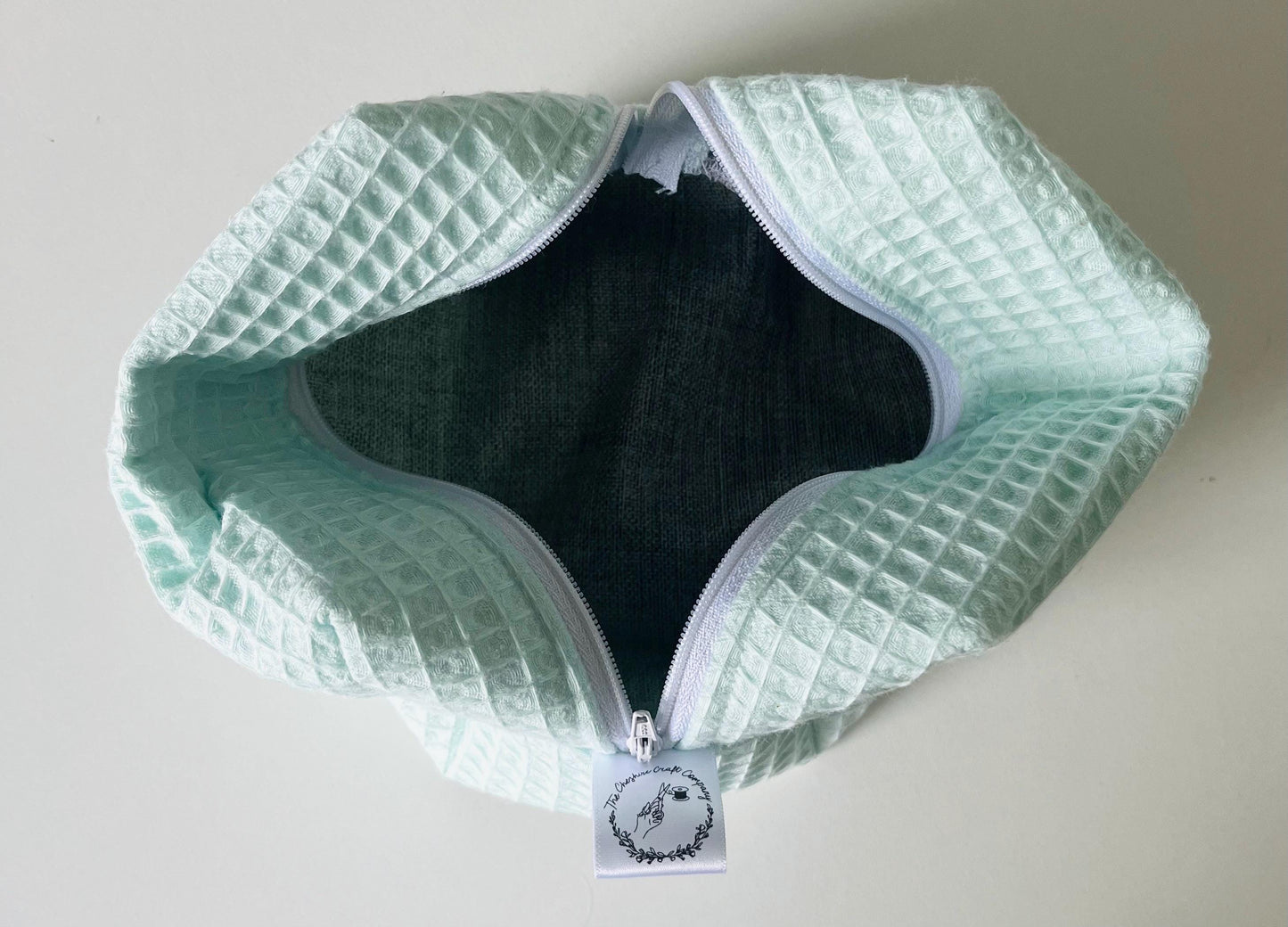 Mint Green Waffle Make Up Bag