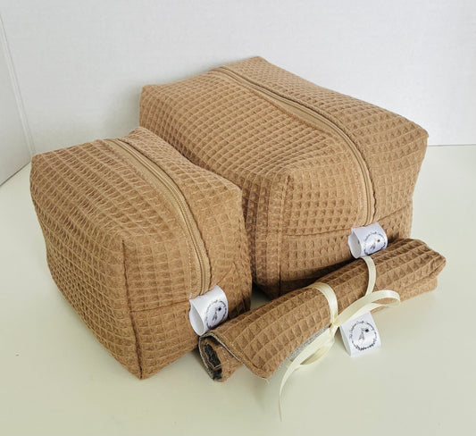 Brown Waffle Travel Set