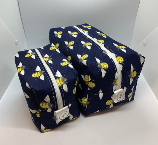 Navy Bee Make Up and Wash Bag Set