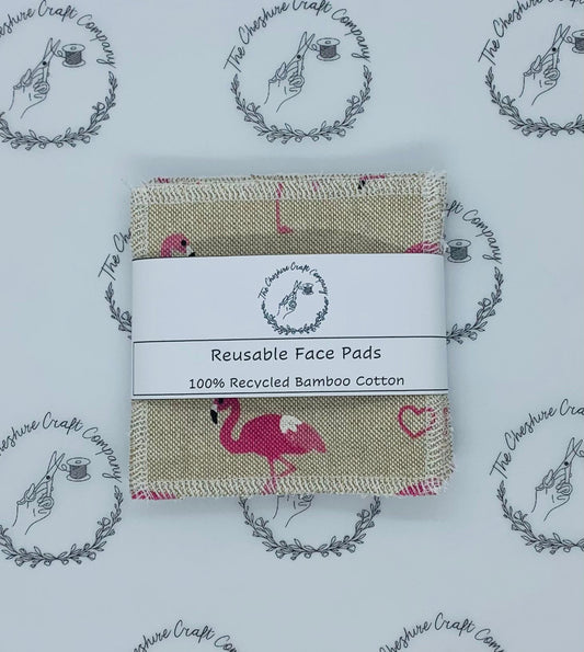 Flamingo Print Reusable Organic Cotton Pads