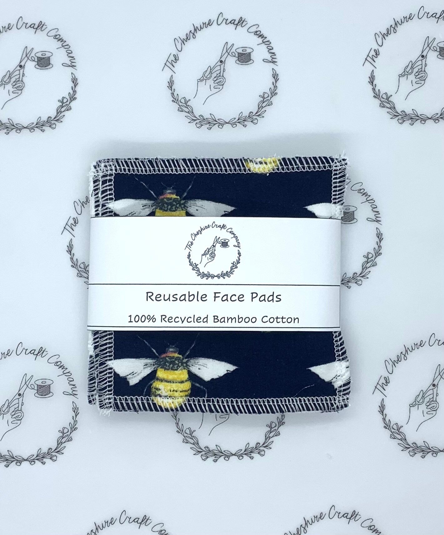 Reusable Organic Cotton Pads Navy Bees