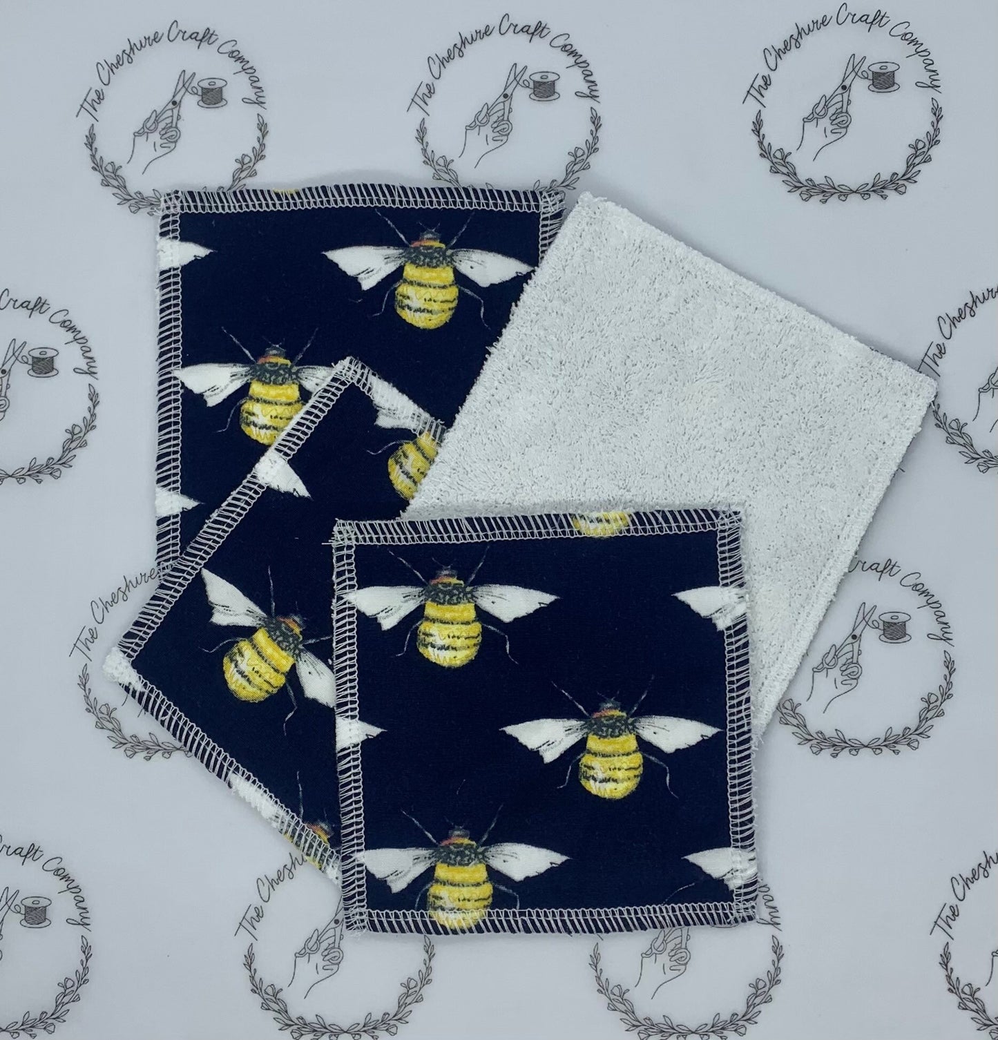 Reusable Organic Cotton Pads Navy Bees