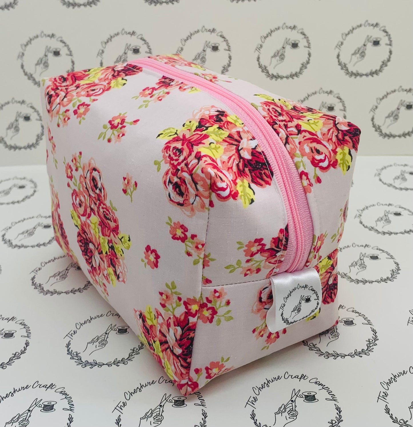 Pink Floral Make Up Bag