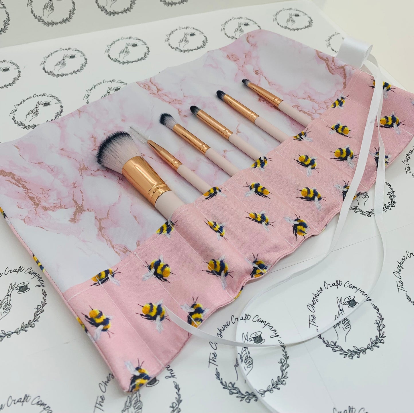 Pink Bee Brush Roll