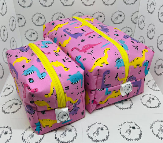 Pink Dinosaur Make Up and Wash Bag Set