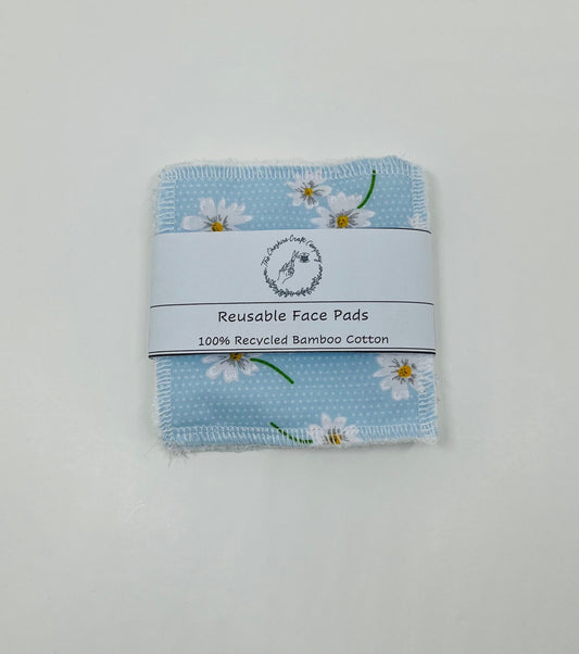 Blue Daisy Print Reusable Cotton Pads