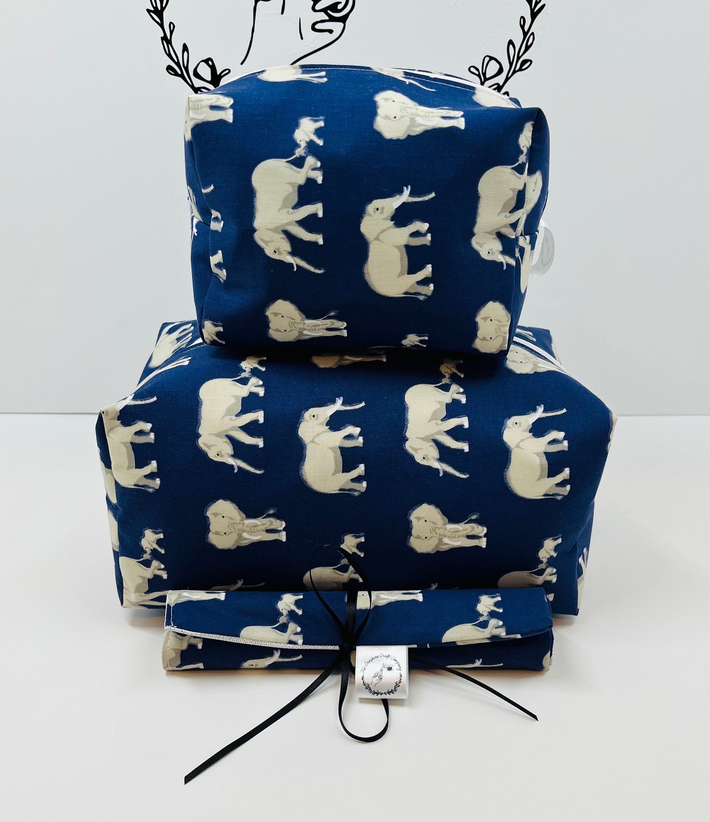 Navy Elephant Travel Set