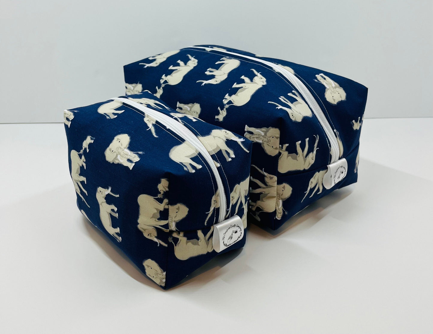 Navy Elephant Make Up and Wash Bag Set