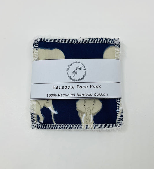 Navy Elephant Reusable Cotton Pads