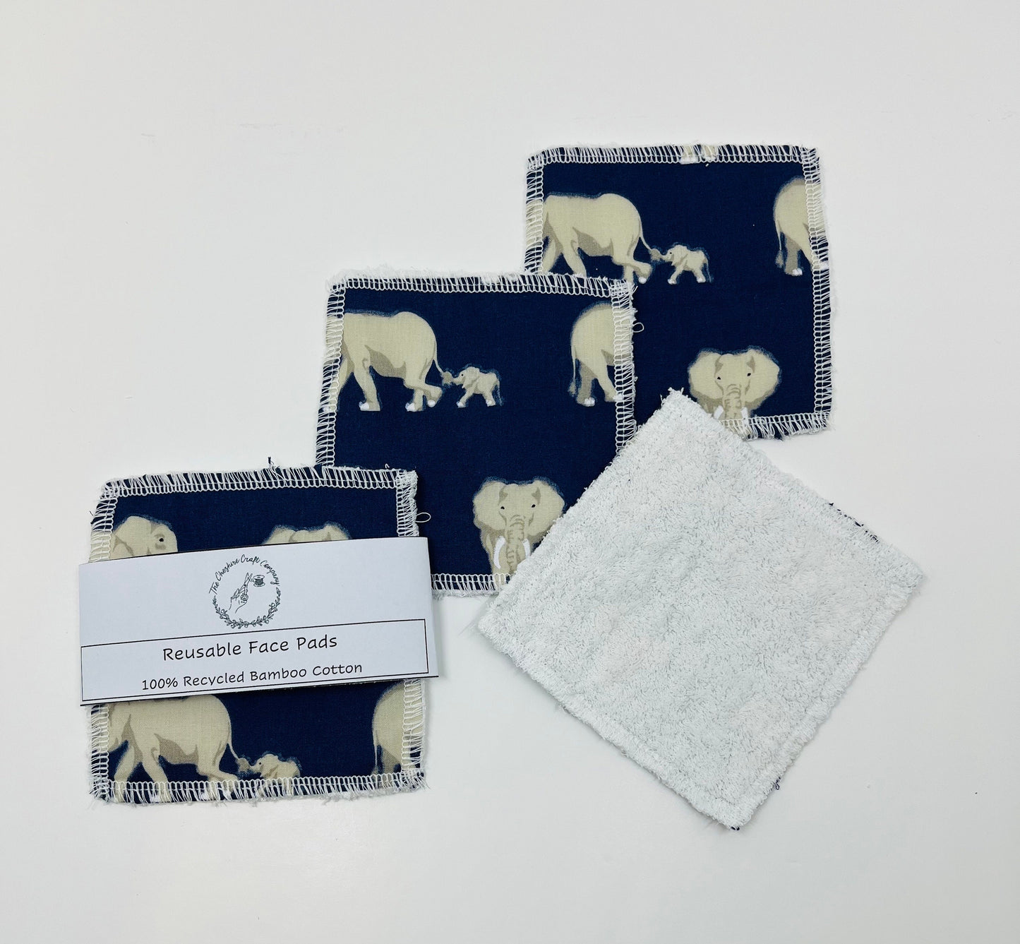 Navy Elephant Reusable Cotton Pads