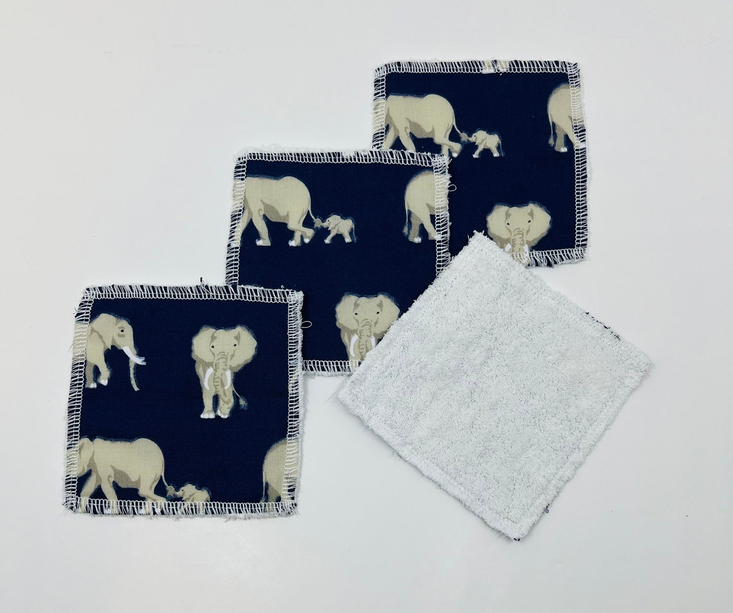 Navy Elephant Reusable Cotton Pads