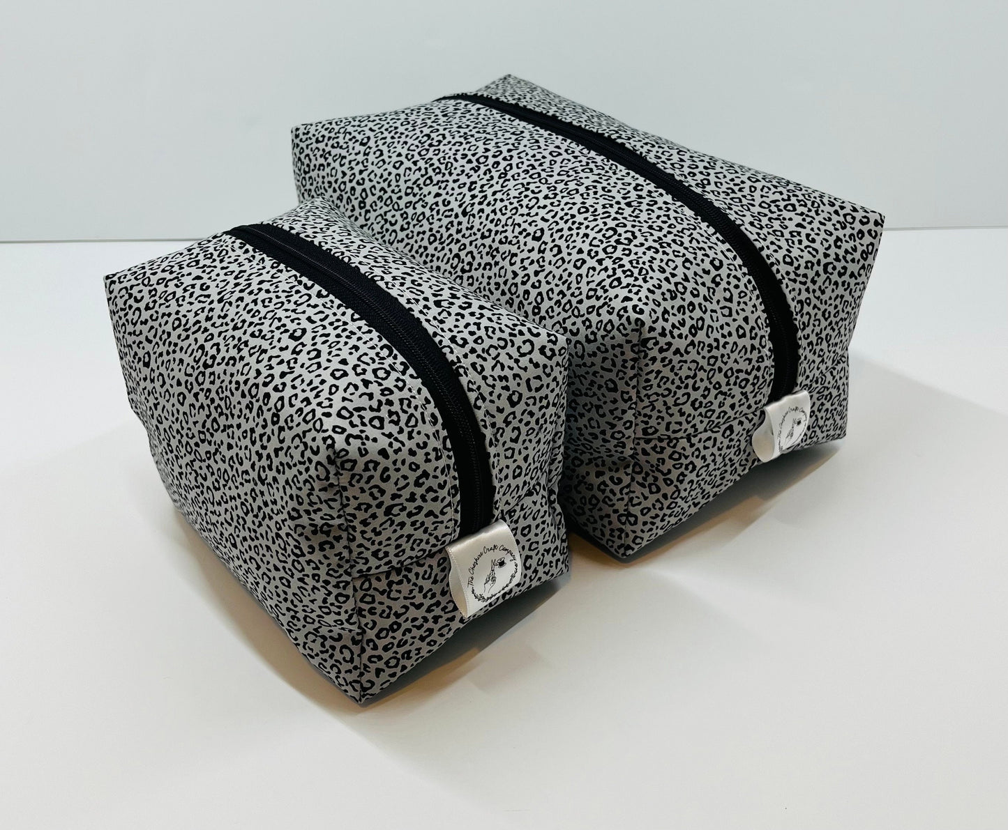 Grey Leopard Print Make Up and Wash Bag Set