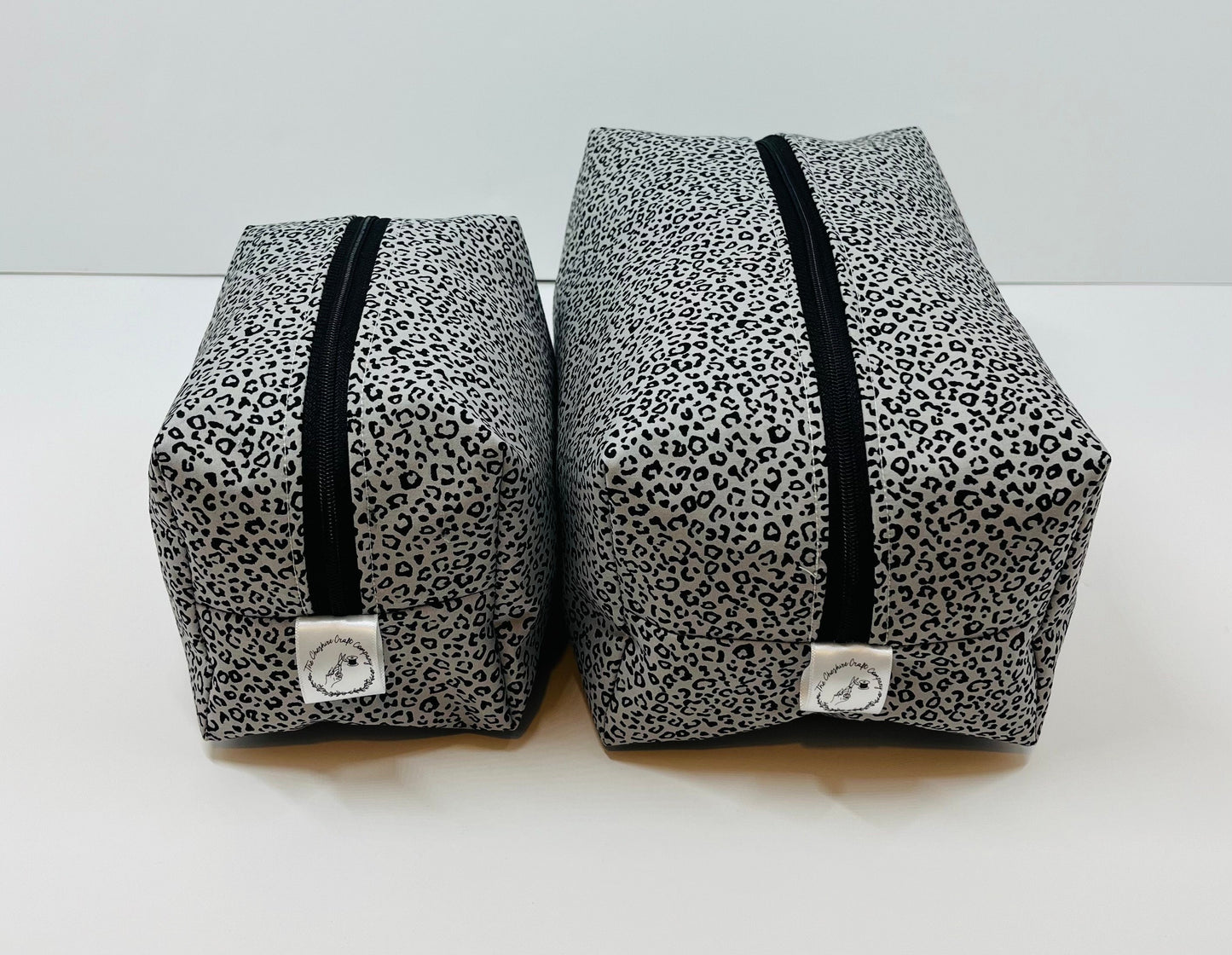Grey Leopard Print Make Up and Wash Bag Set