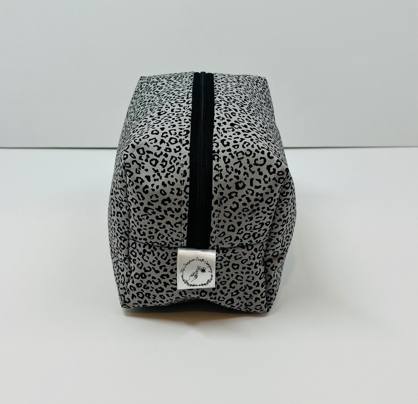 Grey Leopard Print Make Up Bag