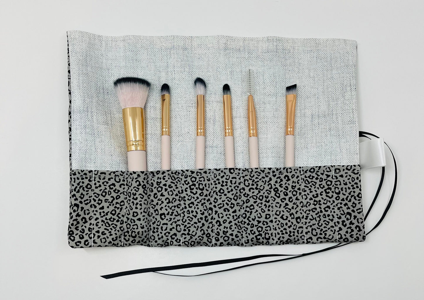 Grey Leopard Print Brush Roll
