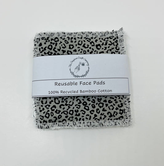 Grey Leopard Print Reusable Cotton Pads