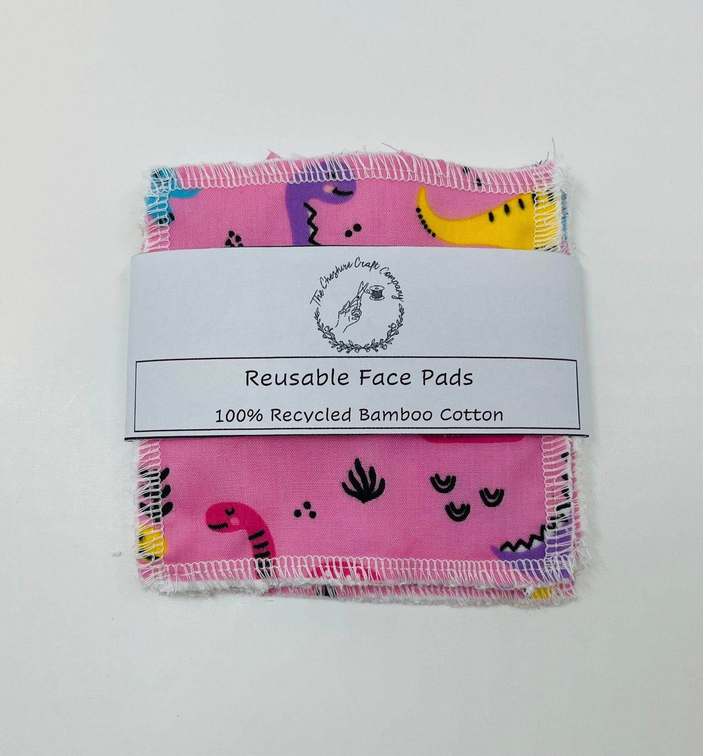 pink dinosaur Reusable Organic Cotton Pads