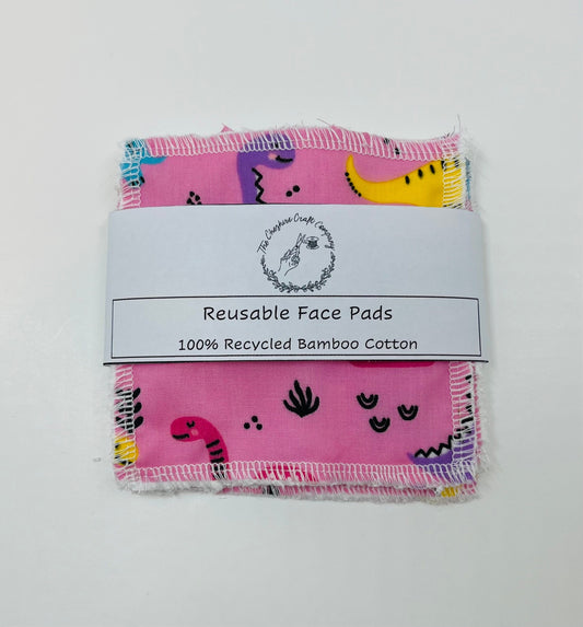pink dinosaur Reusable Organic Cotton Pads