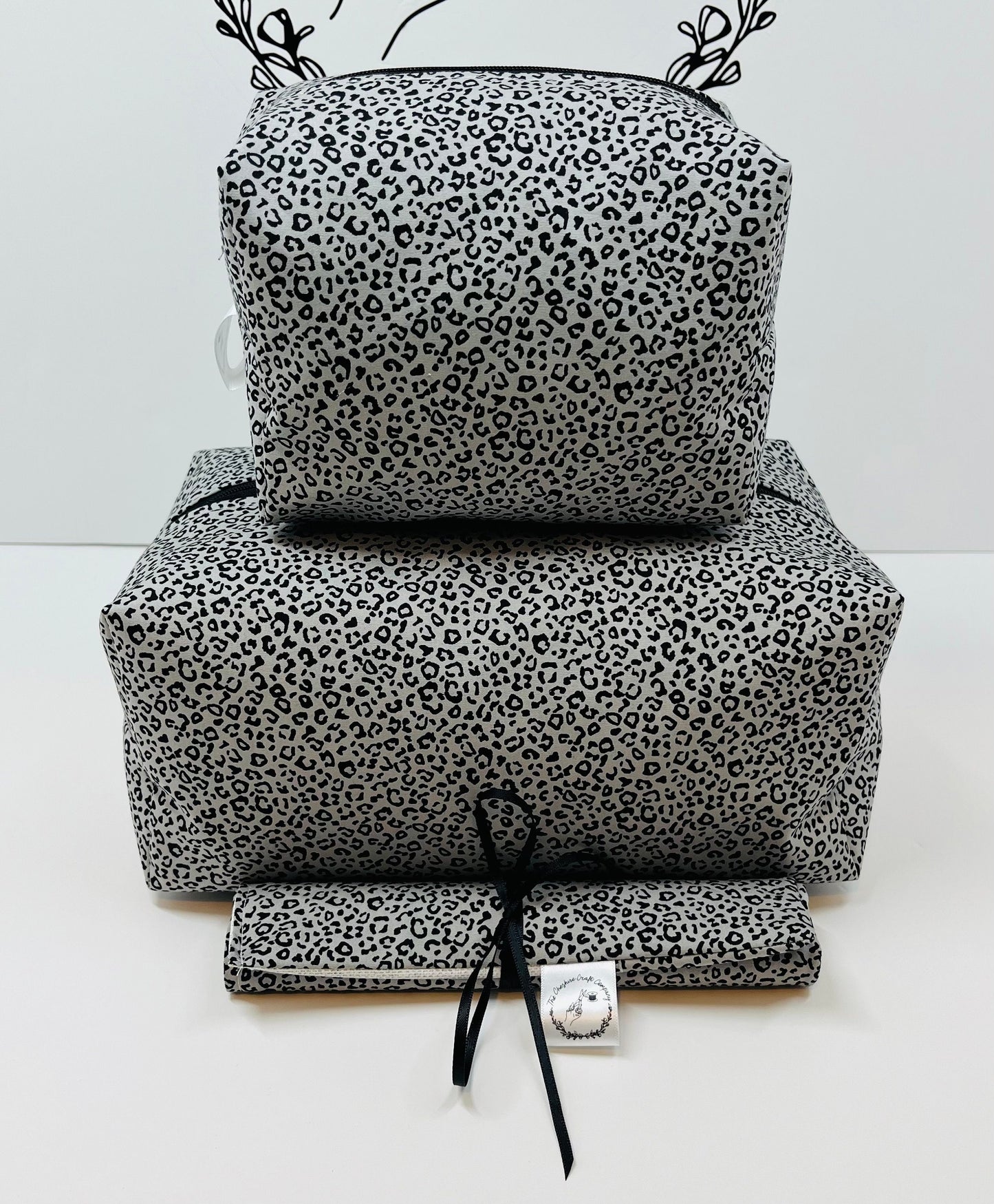 Grey Leopard Print Travel Set