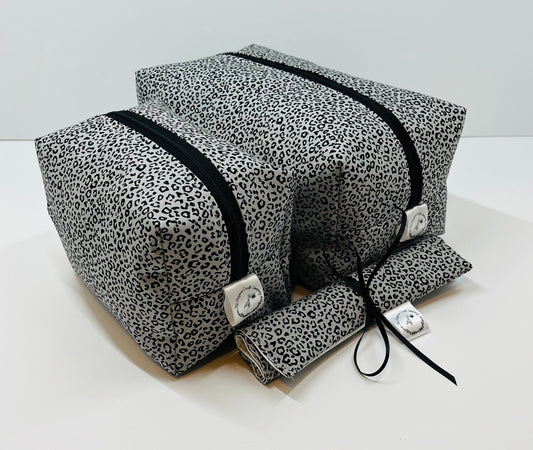 Grey Leopard Print Travel Set