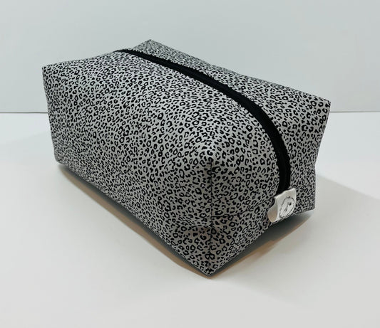Grey Leopard Print Wash Bag