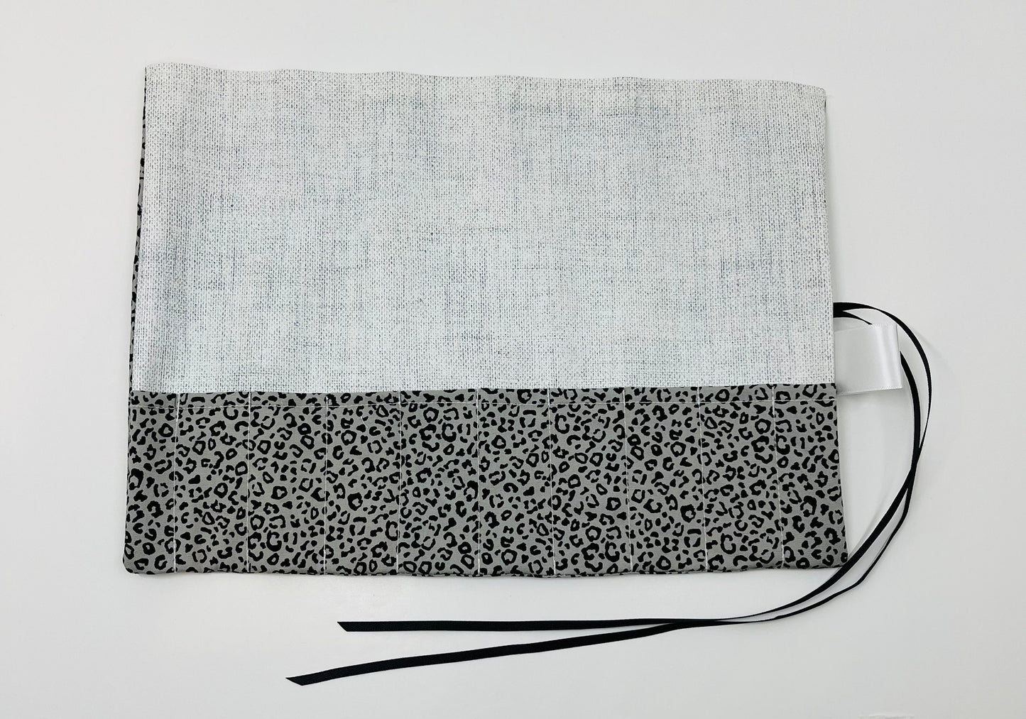 Grey Leopard Print Brush Roll
