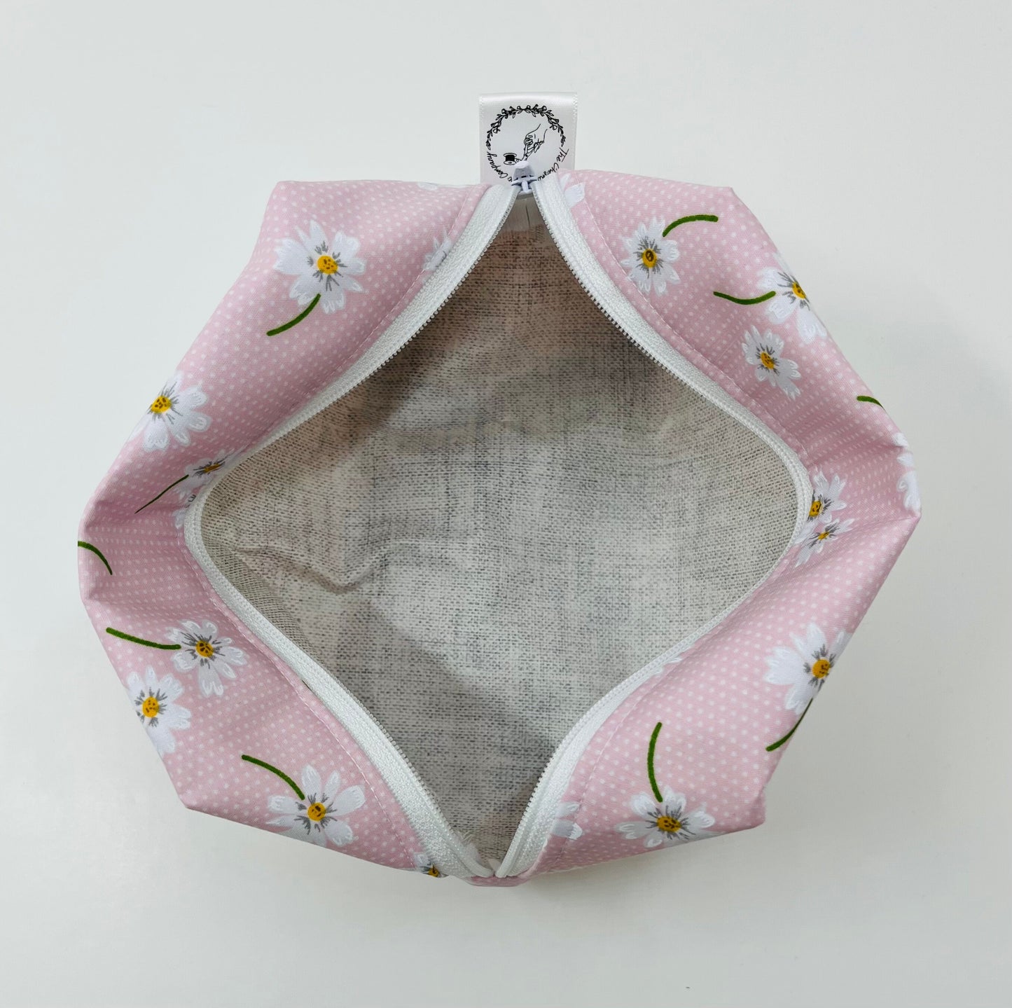 Pink Daisy Print Make Up Bag