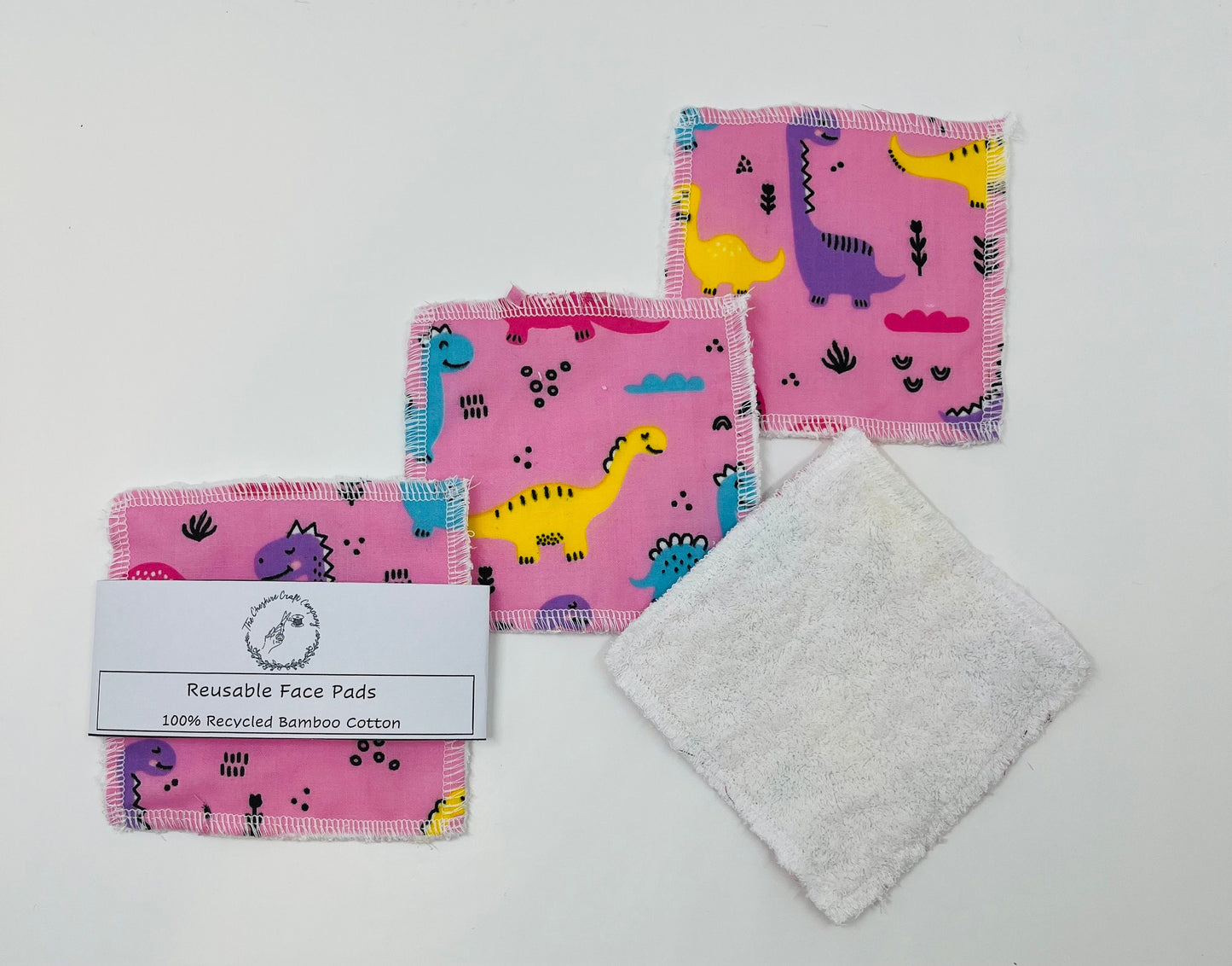 pink dinosaur Reusable Organic Cotton Pads