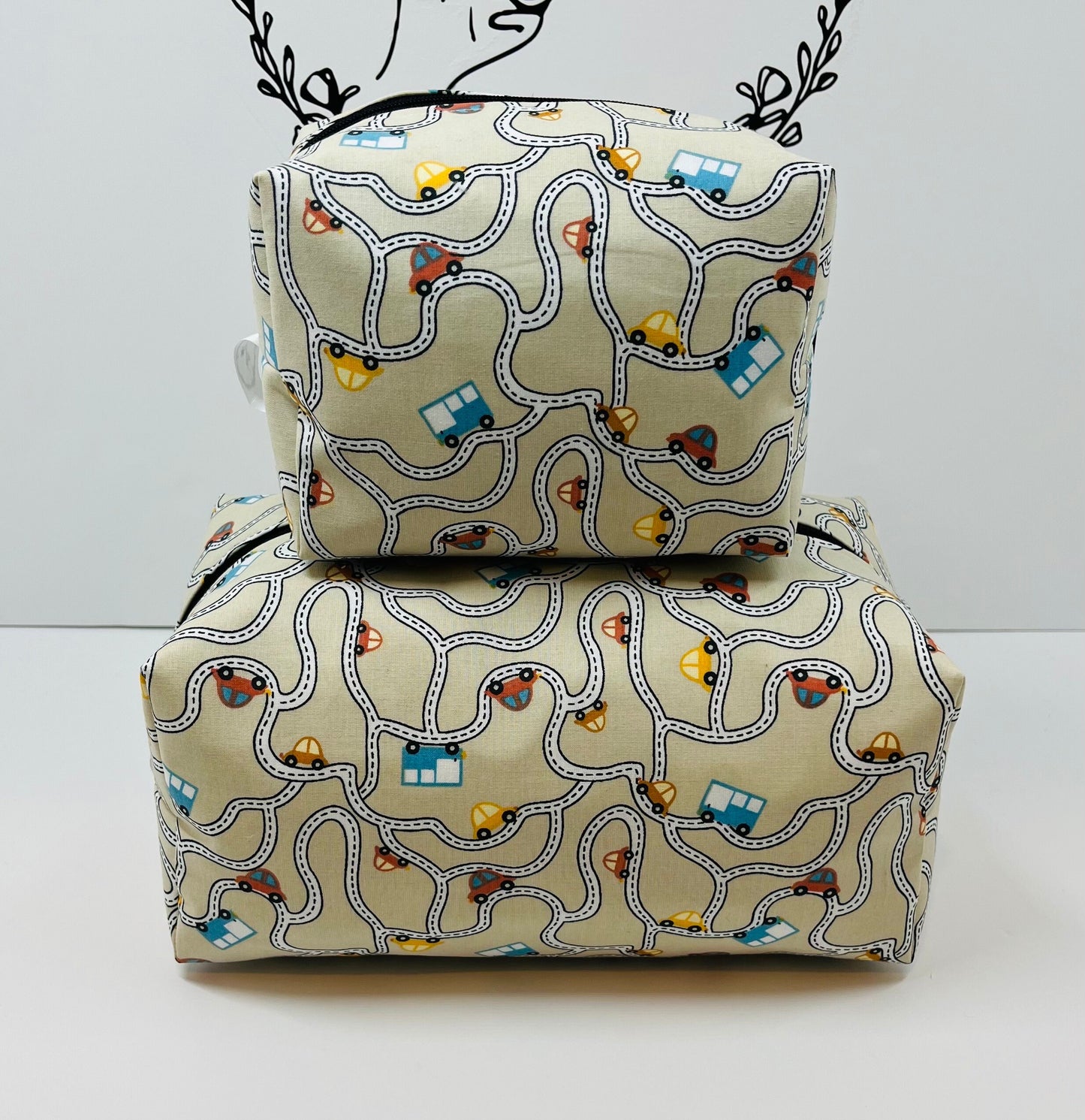 Car Print Make Up and Wash Bag Set