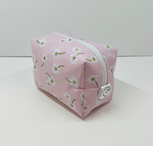 Pink Daisy Print Make Up Bag