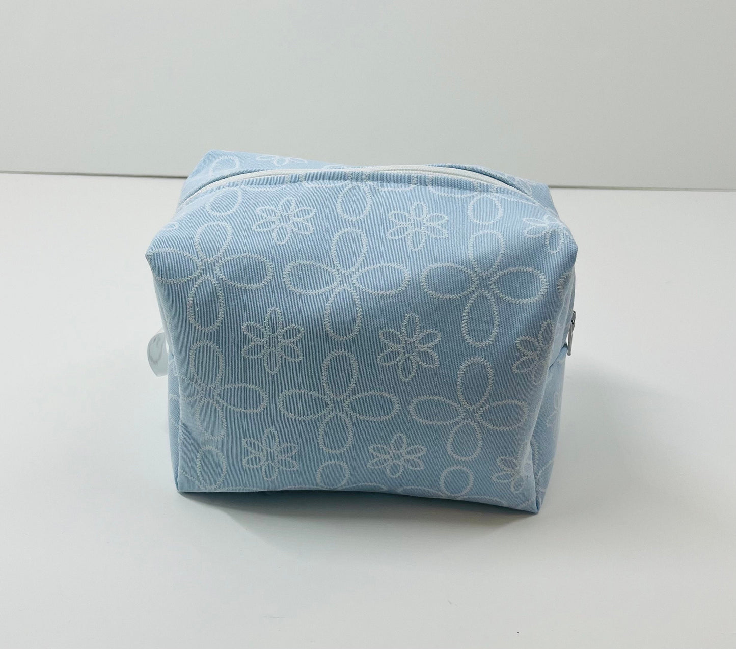 Blue Embroidered Make Up Bag