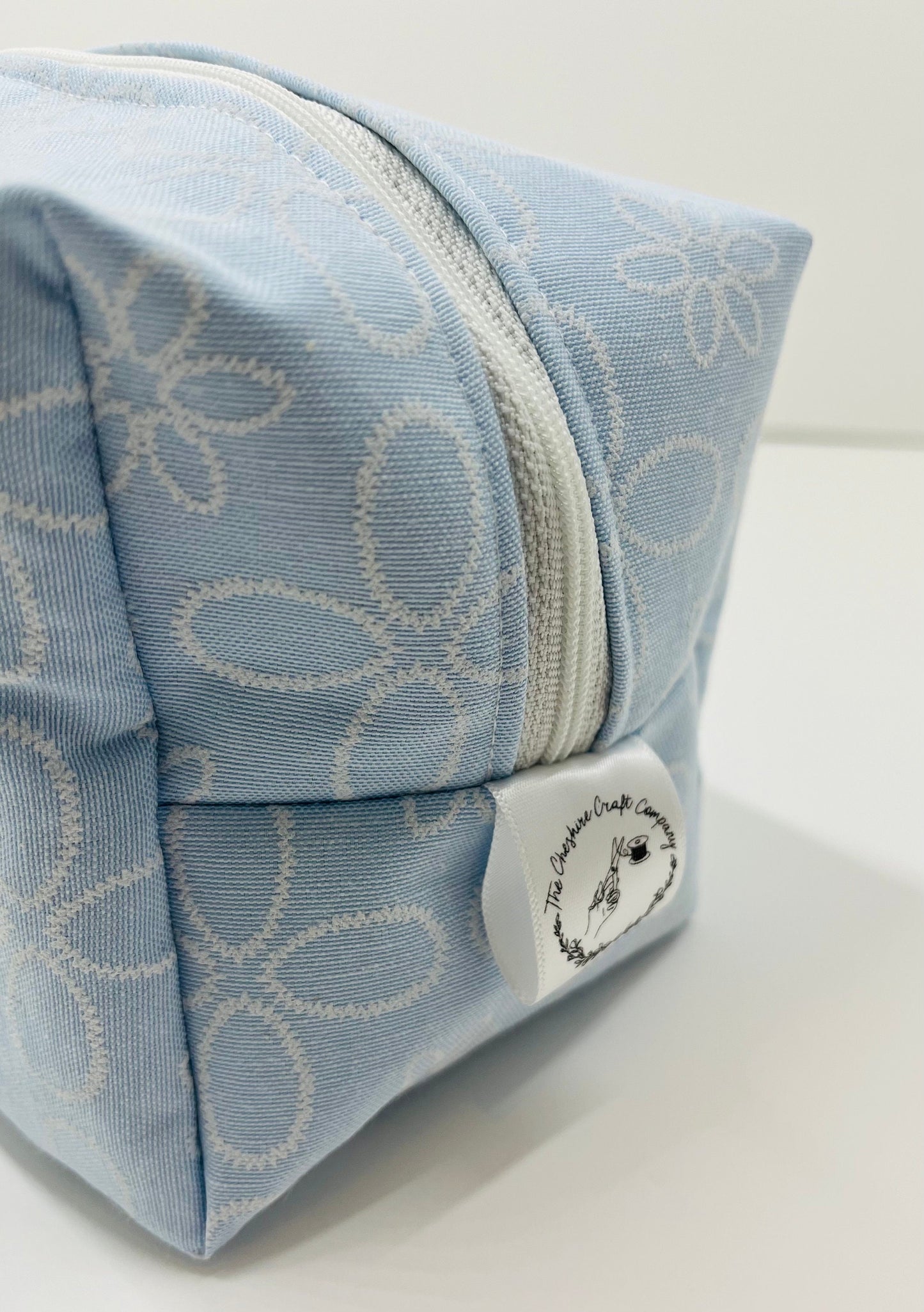 Blue Embroidered Make Up Bag