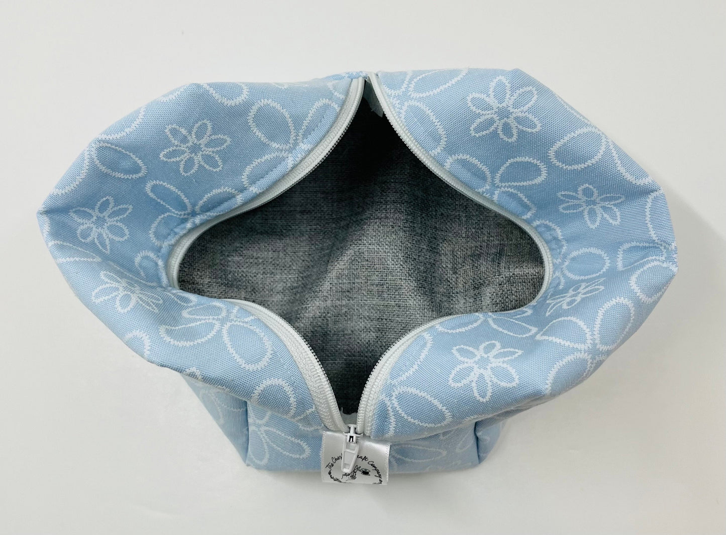 Blue Embroidered Make Up Bag