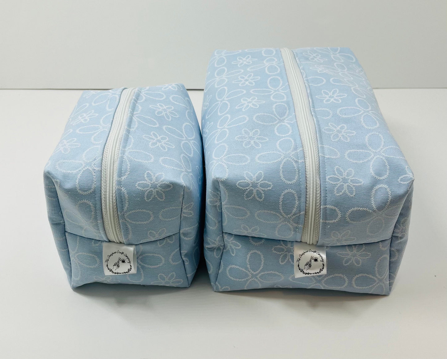 Blue Embroidered Make Up and Wash Bag Set