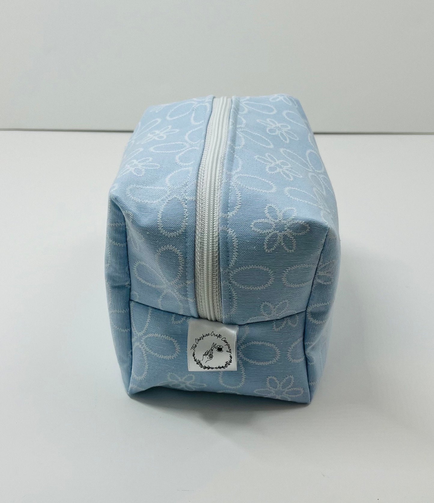 Blue Embroidered Make Up Bag