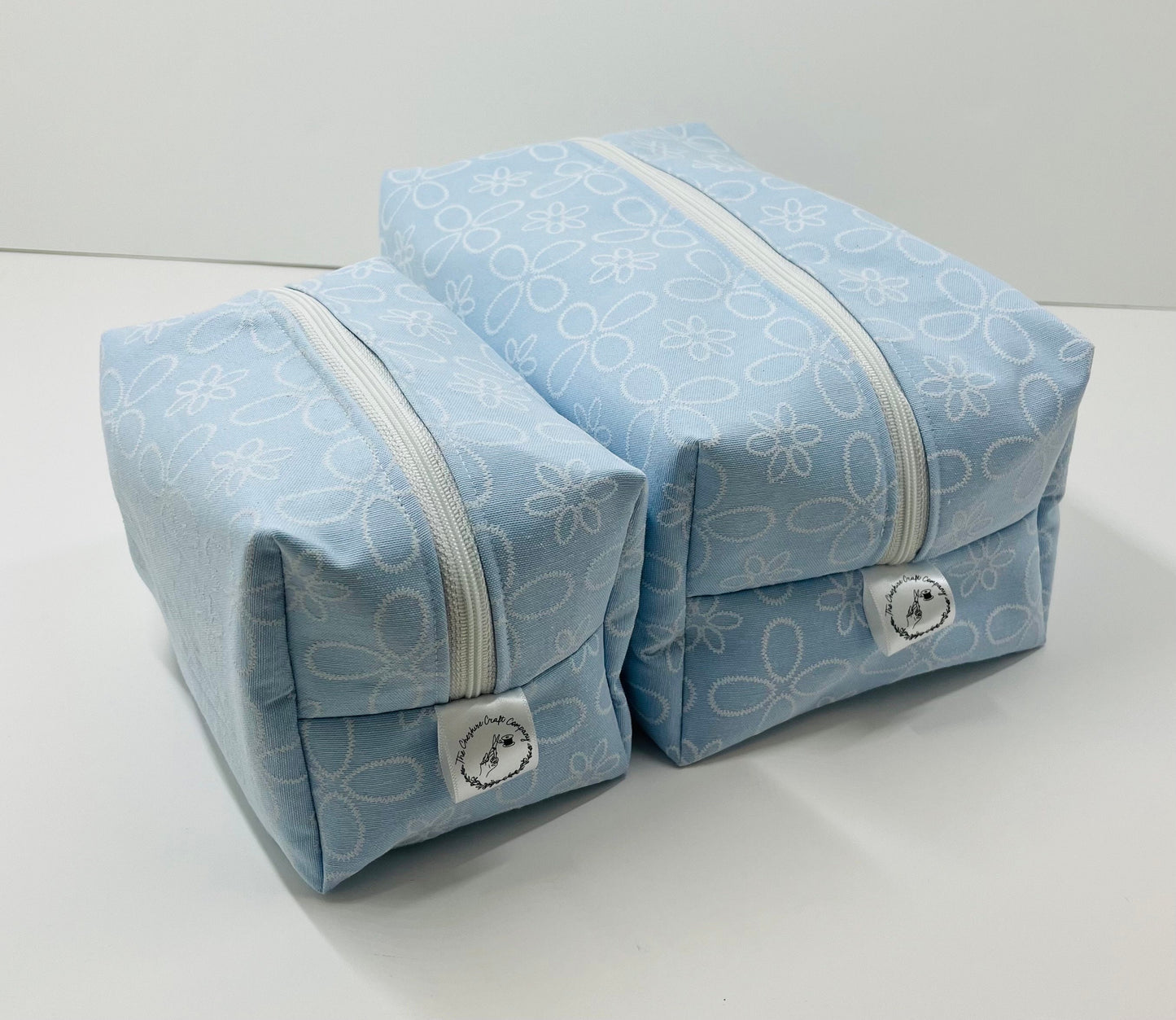 Blue Embroidered Make Up and Wash Bag Set