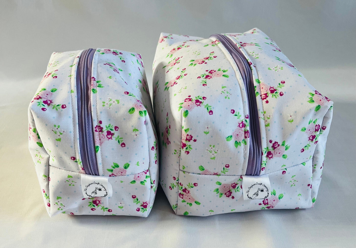 Purple floral Print Make Up and Wash Bag Set