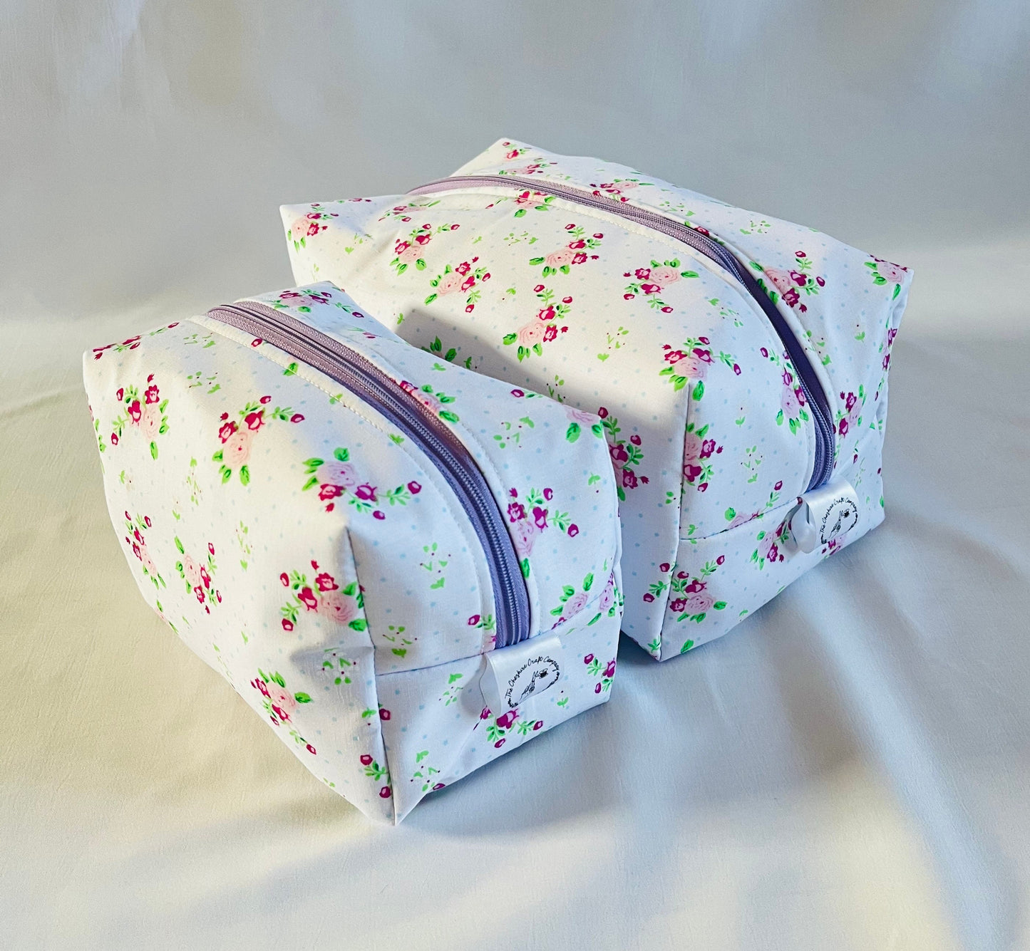 Purple floral Print Make Up and Wash Bag Set