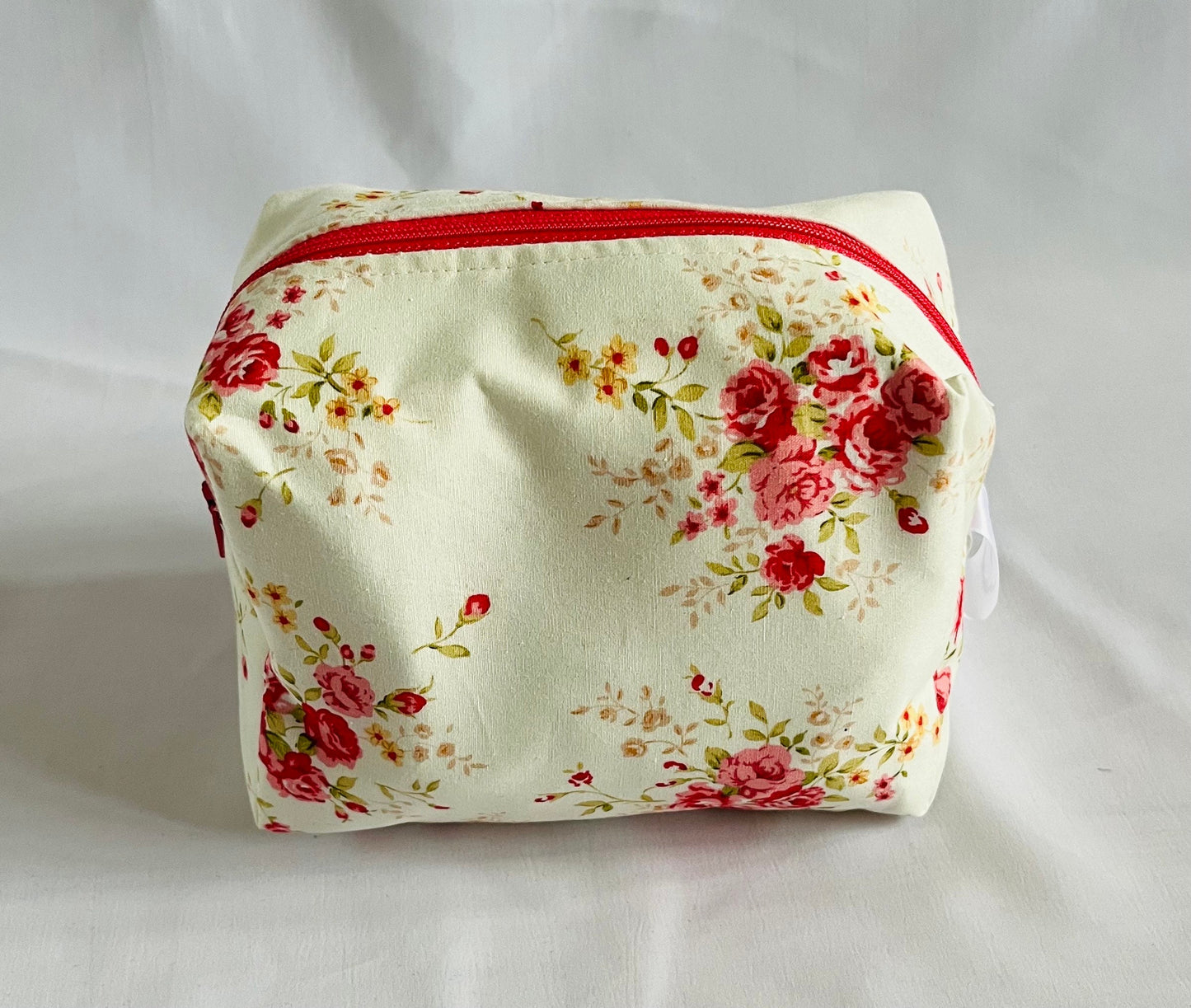 White And Pink Floral Make Up Bag