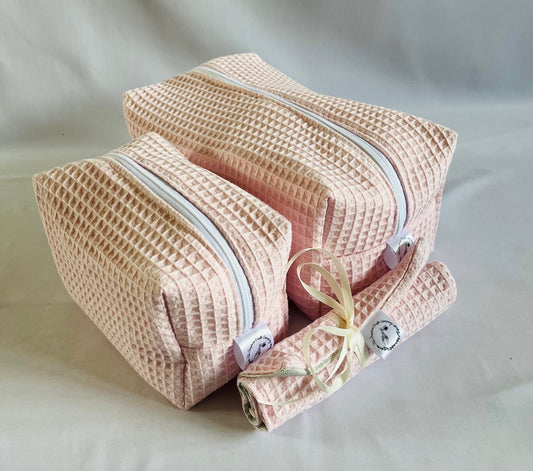Pink Waffle Travel Set