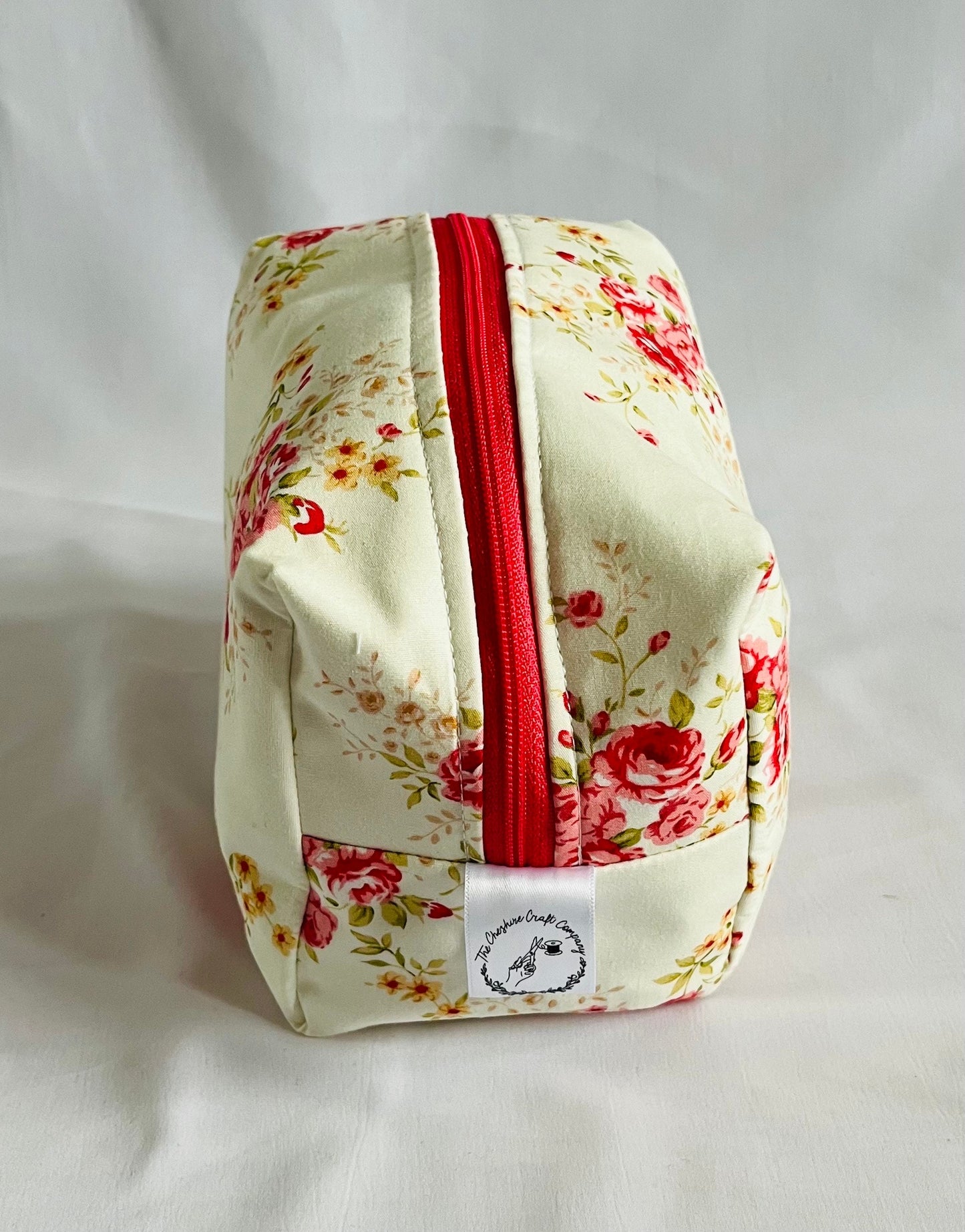 White And Pink Floral Make Up Bag