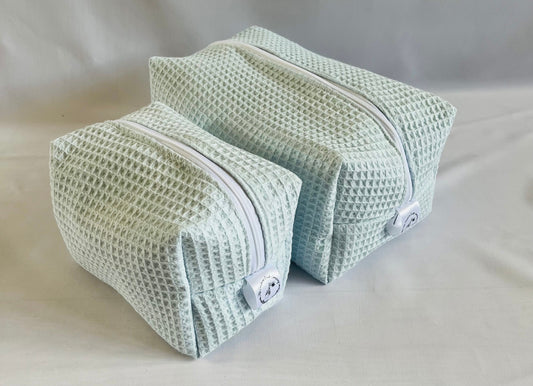 Blue Waffle Make Up and Wash Bag Set