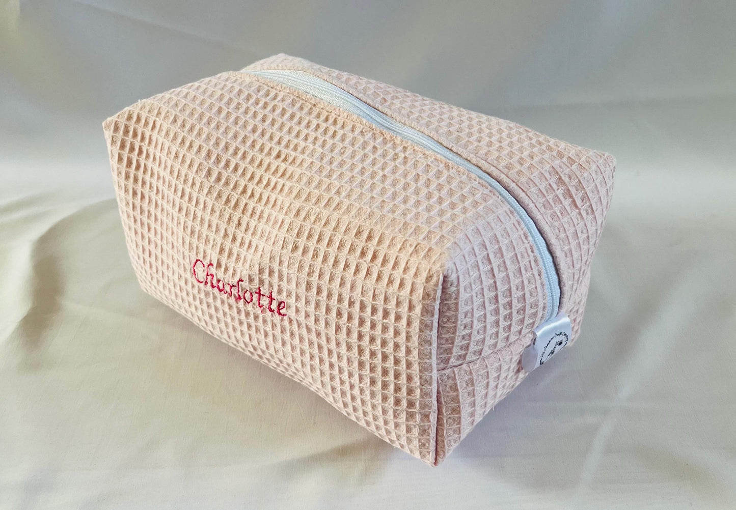 Personalised Wash Bag Pink Waffle