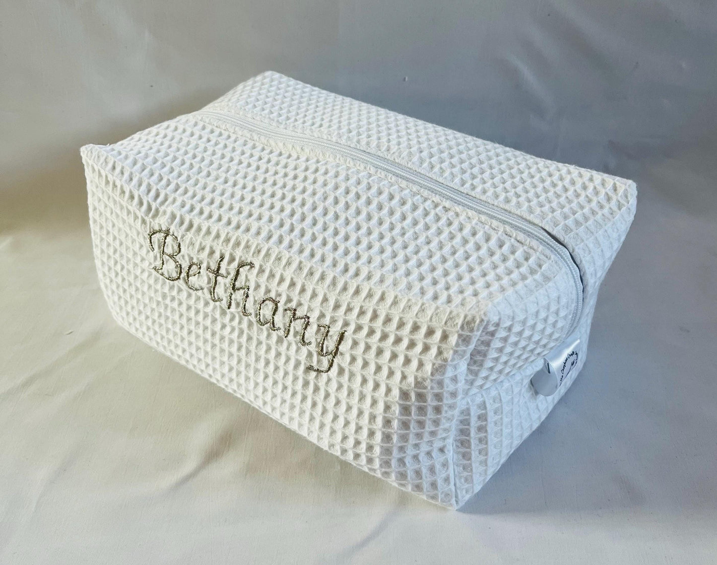 Personalised Wash Bag White Waffle