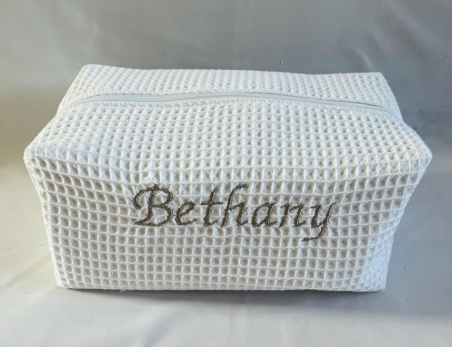 Personalised Wash Bag White Waffle