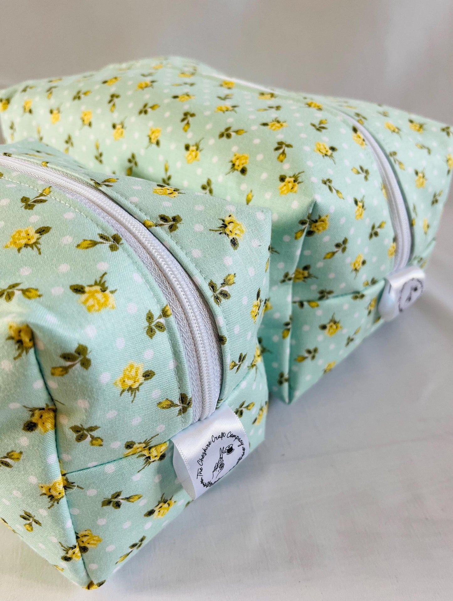 Yellow Floral Make Up and Wash Bag Set